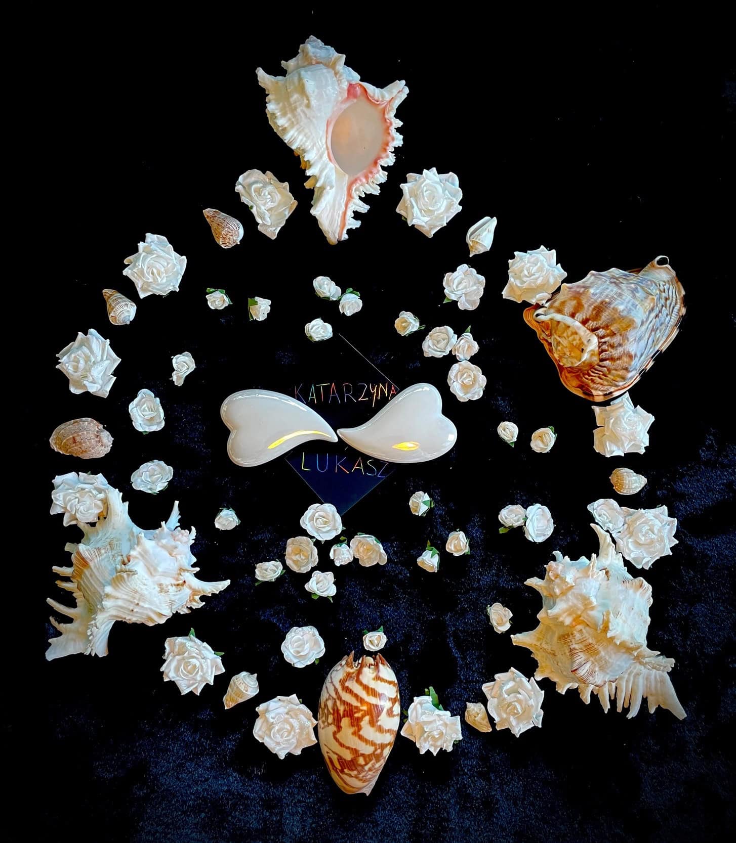 Ein Geschenk mit den besten Wünschen zur Hochzeit: Ein Hochzeitsmuschelmagiebild